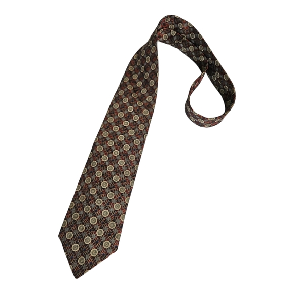 SERICA Gray Geometric Silk DESIGNER Tie HANDMADE ITALY - Picture 1 of 4